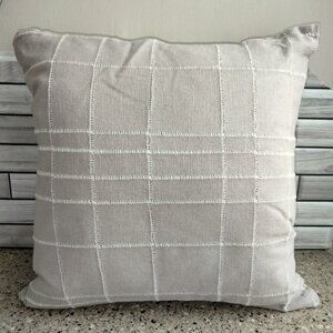 Gray & White Top Stitch Grid Pattern Accent Pillow (B)